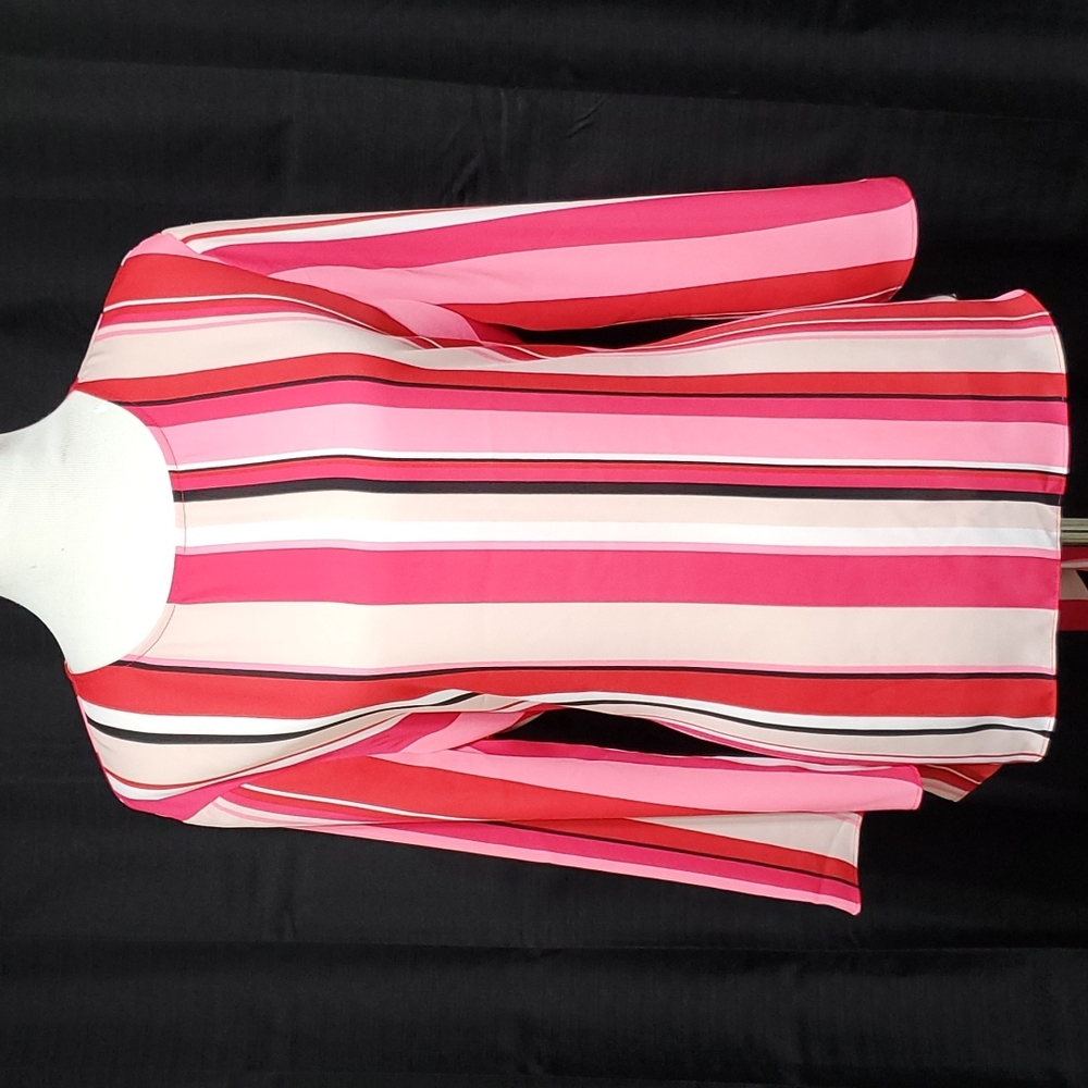 Worthington pink/red striped blouse